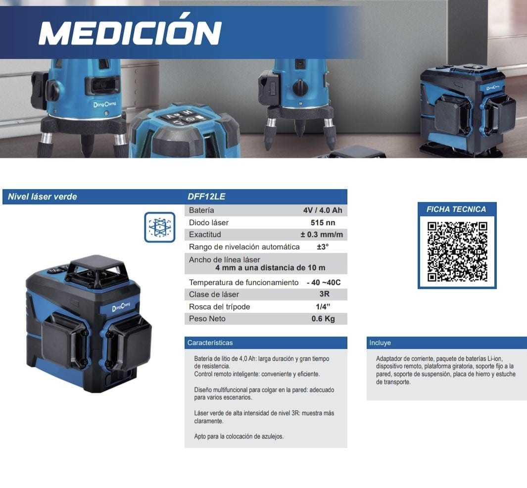 NIVEL LASER DONGCHENG VERDE DFF12LE - Imagen 3